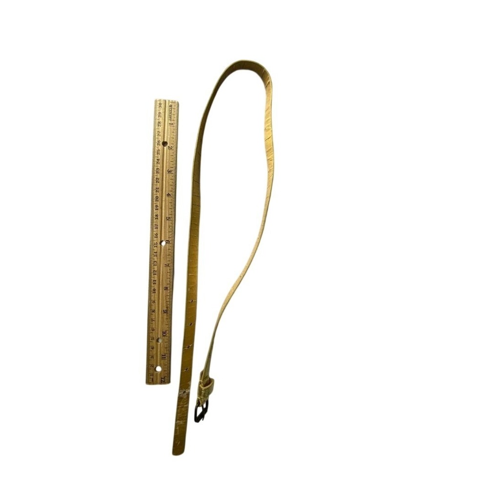Yellow/brown Leather Belt Slim Style Classic Buckle Accessory